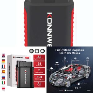 NOUVEAU KONNWEI KDIAG BLUETOOTH TOUR ANTÉRIEUR FULL VOINE TOUR TOUT SYSTÈME CODE SCANNER AUTO Lecteur Huile Réinitialiser la batterie MATCH