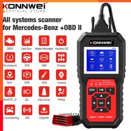 Nieuwe Konnwei KW460 OBD2-scanner voor Mercedes-Benz ABS-airbagolie ABB EPB DPF SRS TPMS Reset volledige systemen diagnostisch gereedschap W212 Benz