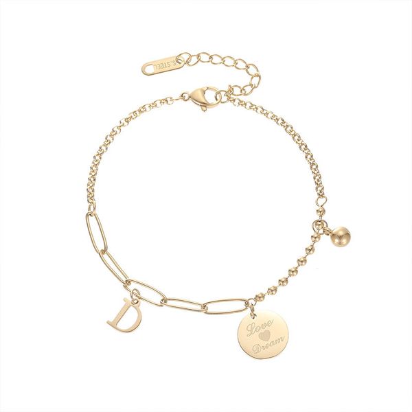 Bracelet à pendentif Vintage avec lettre D étoile pour femme, en acier inoxydable, mode coréenne, bijoux de luxe originaux, nouvelle collection