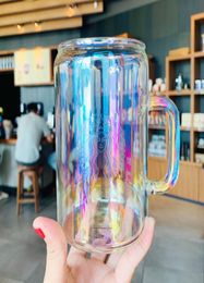 Nouvelle tasse à café en verre Aurora multicolore Dream coréen 700ML grande capacité tasse en verre transparent en silicium à haute teneur en bore résistant à la chaleur8335649