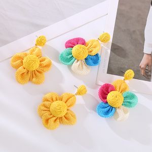 Nouvelles boucles d'oreilles à fleurs coréennes Lafite boucles d'oreilles tissées à la main boucles d'oreilles cadeau d'amour de noël pour fille boucles d'oreilles breloques pour fête de mariage