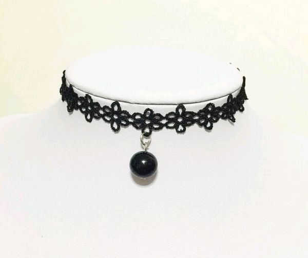 Nouveau coréen dentelle cou colliers collier Style adolescent noir velours perle collier ras du cou colliers os Goth Rock couples avec pendentif