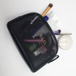 Nieuwe Koreaanse netrode shell cosmetische tas zwarte transparante mesh tas reistoiletiekassen