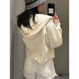 Nuevo Suéter coreano Roewe de Otoño Invierno de gama alta con capucha y cremallera de punto en relieve, abrigo suelto de moda para mujer