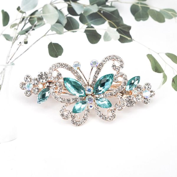 Nuevo coreano brillante cristal cinta mariposa flor primavera horquilla Retro circón Clip cola de caballo Legant moda femenina accesorios para el cabello 1349