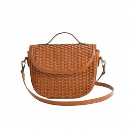 Nieuwe Koreaanse versie van de eerste laag koeienhuid geweven crossbody tas lederen handgemaakte dames clamshell casual fi zadeltas x0SB #