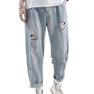 Jeans délavés pour hommes, nouvelle Version coréenne du Hip-hop Street, Design délavé, jambes droites amples, décontractés, 2024