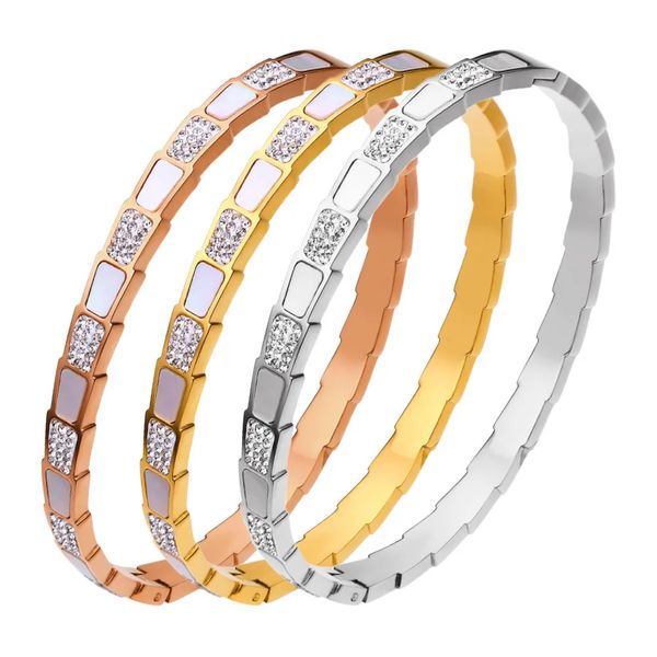 Nouvelle version coréenne du bracelet en acier titane os de serpent femelle galvanoplastie en or 18 carats blanc Bei Man diamant serpent boucle bracelet en gros G3338
