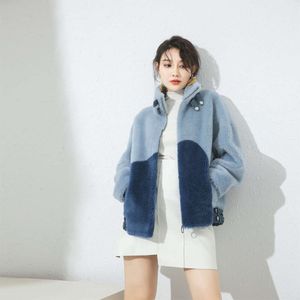 Nieuwe Koreaanse Winter Haining Edition Leer en Integrated Particle Lamb Wol Fur Sheep Snip Fleece Coat voor vrouwen 1373