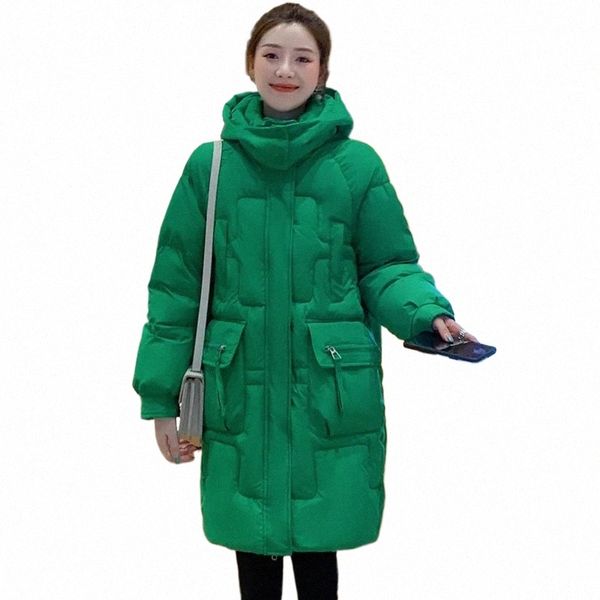Parker à capuche pour femmes coréennes pardessus manteau d'hiver vêtements d'extérieur LG veste rembourrée femme épaisse chaude vers le bas Cott vestes marron q5NS #
