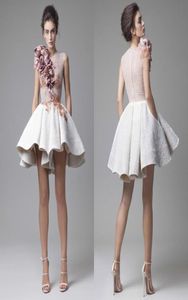 Nouveau Krikor Jabotian robes de cocktail courtes volants frappants 3D à la main appliques florales robes de soirée soirée modeste élégant gilet8359393