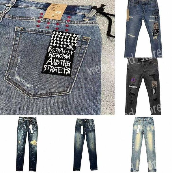 Nouveau Ksubi Designer Jeans Violet Jean Hommes Taille Élastique Vêtements Serré Skinny Mode Streetwear I6LR