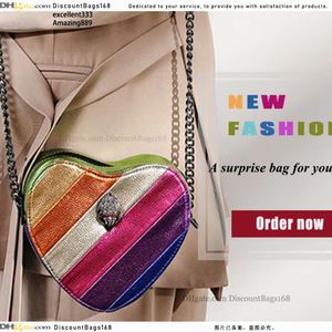 Nieuwe Kurt Geiger zilveren ketting London Kensington lederen designertas Treasure-G Top schoudertas Messenger Chains Stripes Rainbow Bag MINI damestas