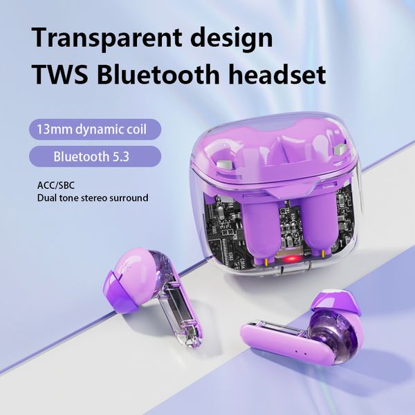 Nouveau casque Bluetooth KW20 compartiment machine transparent sans fil binaural TWS casque de jeu à faible latence