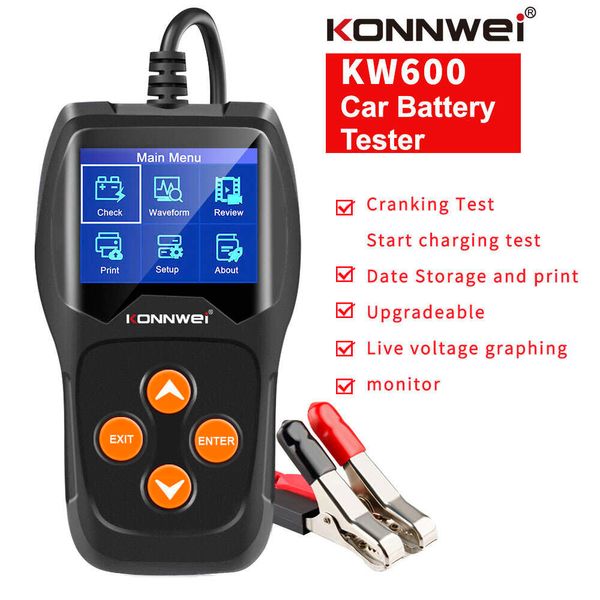 Nouveau testeur de batterie de voiture KW600 100 à 2000CCA outil de batterie 12 volts pour voiture 12 V démarrage rapide diagnostic de charge outil de diagnostic de démarrage