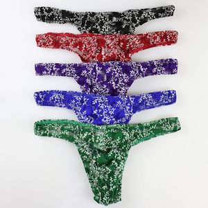 Mode kant heren ondergoed slips sexy ademend korte onderbroek voor mannen gay floral transparante shorts Cueca mannelijk slipje