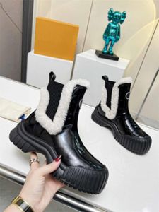 Nouvelles dames bottines polaire daim boa semelle plate-forme bottes courtes en cuir noir chaussette tricot confortable mode décontractée mi-mollet chaussures bottes avec boîte