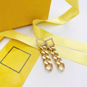 Boucles d'oreilles en chaîne de styliste pour femmes, marque de mode, diamant de luxe, haute qualité, bijoux cadeaux de mariage