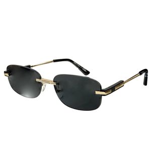 nieuwe luxe designer zonnebril voor mannen en vrouwen heren randloze zonnebril uv400 beschermende lenzen retro brillen rechthoekig ontwerp goudgrijs geleverd met origineel etui