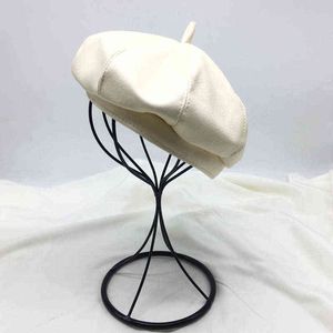 Nouvelles dames fascinantes noir blanc chaud chapeau d'hiver chic en cuir français béret spectacle mode double couche femmes béret chapeaux casquette J220722
