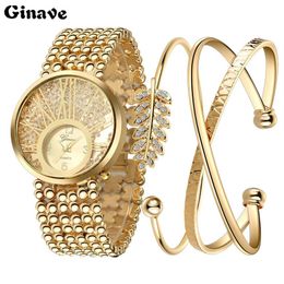 Nuevos relojes de moda para damas Juego de pulsera de oro de 18 quilates El reloj es muy elegante y hermoso Show Woman's Charm294y