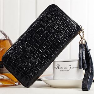 Nieuwe dames portemonnee handtas leer lange krokodil handtas portemonnee ritssluiting European Beauty Purse1827