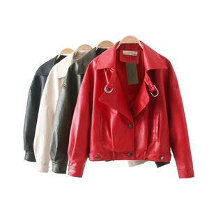 Nouveau Dames Printemps Automne Femmes Faux Cuir Veste Pu Moto Biker Manteau Femmes Lâche Streetwear Punk Survêtement Veste Femme 210416