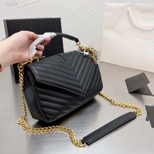 New Lady Evening Bags Gold Chain Flap Fashion Clutch Medium Size Leather top handle Handtas Womens Designer Messenger Shoulder Bag