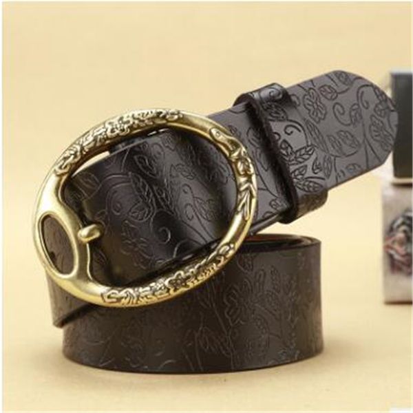 Ceinture en cuir pour femmes, version coréenne, simple, joker, en cuir de vache pur, à boucle, large, décorative, vente en gros, nouvelle collection