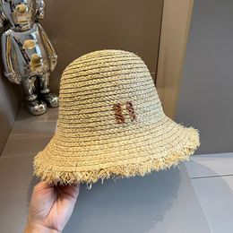 Nieuwe Lafite Straw Hat Travel Vacation Sunshade Caps Fashion Heren Dames Beach Cap Luxe Bucekt Hat hoofdomtrek 57cm CSD2404251