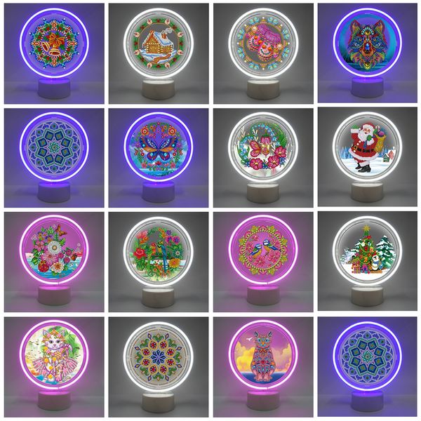 Nouvelle lampe DIY Forme spéciale Diamant Peinture LED Néons Diamant Broderie LED Kits de lumière Home Decor Lampe Cadeau 201202