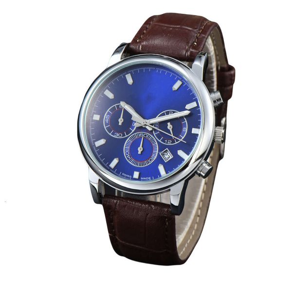 Nouveau Lao Jia Men's Quartz Calendar Multi-fonction Fashion Fashion Casual Leather Blue Watch 1