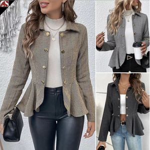 Nouveau revers jacquard double boutonnage style veste de costume dame