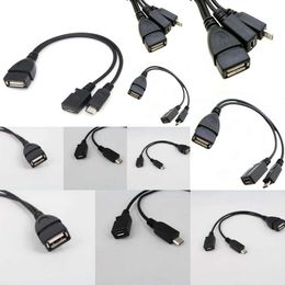 Nuevos adaptadores para ordenador portátil, cargadores, 1 unidad, 2 en 1, OTG, Micro Puerto USB, alimentación Y divisor, adaptador USB a Micro Cable macho hembra de 5 pines