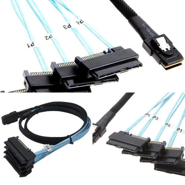 Nuevos adaptadores para computadora portátil Cargadores 3 pies 1 m Mini SAS 36P SFF-8087 a 4 SFF-8482 SAS 29 + 15P Conectores SATA con cable de alimentación SATA Suministros de oficina para computadora