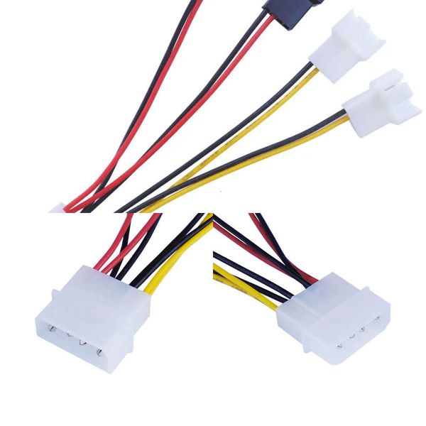 Nuevos adaptadores para computadora portátil Cargadores Molex de 4 pines a cable de alimentación para ventilador de 3 pines Conector adaptador 12v x 2 / 5v x 2 Cables de ventilador de enfriamiento de computadora para CPU PC ventilador con cubierta