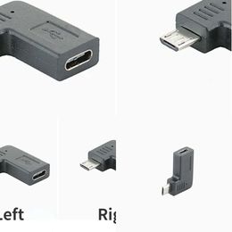 Nouveaux adaptateurs pour ordinateur portable chargeurs 90 angle type-c femelle vers micro-b Micro mâle USB chargeur données otg câble adaptateur oy