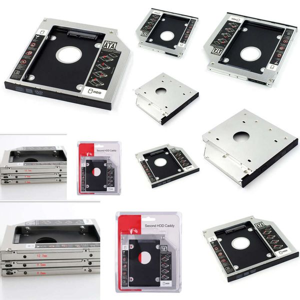 Nuevos adaptadores para computadora portátil Cargadores Aluminio 2do HDD Caddy 9.5 mm 12.7 mm SATA 3.0 Optibay Caja de unidad de disco duro Caja adaptadora de DVD 2.5 SSD para computadora portátil