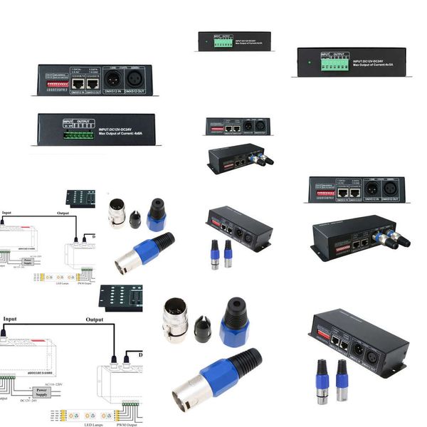 Nouveaux adaptateurs pour ordinateur portable Chargeurs DMX512 Décodeur LED Gradateur Pilote Contrôleur RGBW DMX-512 3/4 Canaux Décodeur Contrôleur Gradateur pour bande LED RGBW