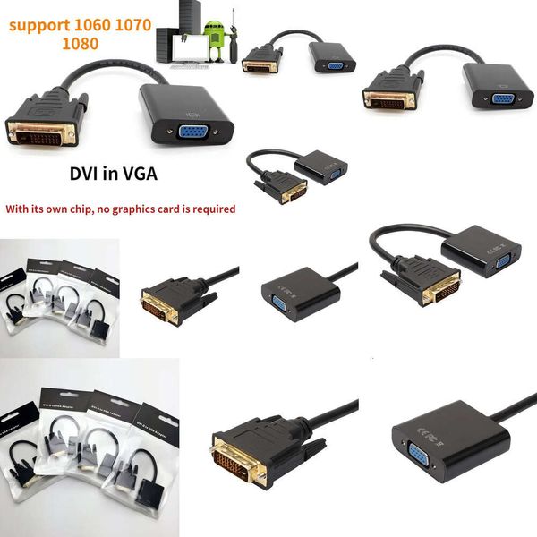 Nouveaux adaptateurs pour ordinateur portable chargeurs Full HD 1080P DVI-D adaptateur DVI vers VGA convertisseur de câble vidéo 24 + 1 convertisseur de câble 25 broches à 15 broches pour moniteur d'ordinateur PC