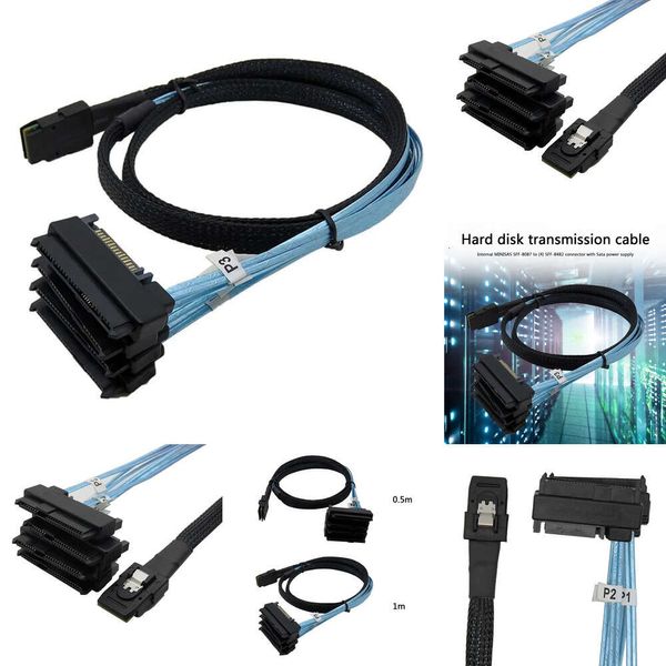 Nouveaux adaptateurs pour ordinateur portable chargeurs Mini 4 disques durs SAS 36 broches SFF-8087 à 4 connecteurs de câble SAS 29 broches SFF-8482 avec contrôleur de connecteur d'alimentation SATA 15 broches