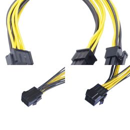 Nuevos adaptadores para computadora portátil Cargadores PCIe PCI-E 6Pin a Dual ATX 6P Cable de alimentación macho Cable divisor Cable adaptador de tarjeta de video gráfica 18AWG 22 cm para Miner BTC