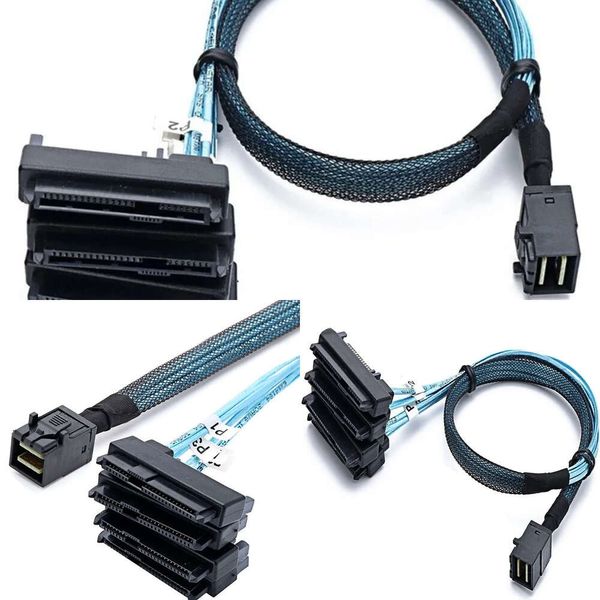 Nouveaux adaptateurs pour ordinateur portable chargeurs câbles SAS SATA SFF-8643 à 4 SFF-8482 Mini SAS interne HD à 4 connecteur SFF-8482 29 broches avec port d'alimentation SAS 15 broches câble 12 Go/s