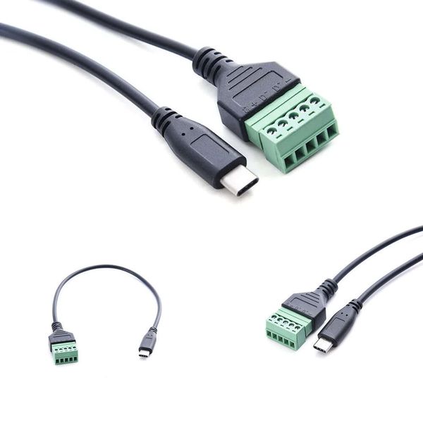 Nouveaux adaptateurs pour ordinateur portable chargeurs Type C USB mâle à 5 broches connecteur à vis avec câble adaptateur de prise de Terminal de bouclier