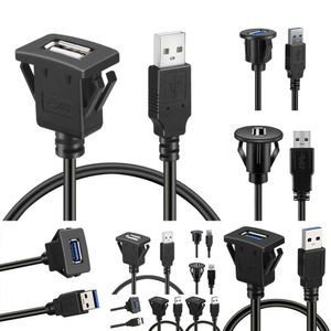 Nieuwe Laptop Adapters Opladers USB 3.0 Panel Inbouw Verlengkabel met Gesp voor Auto Vrachtwagen Boot Motor Dashboard 1M