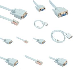 Nuevos adaptadores de laptop Chargers Cable de consola USB RJ45 Cat5 Ethernet a RS232 DB9 COM Puerto Serial Enrutadores de transmisión femenino Cable de red de red azul