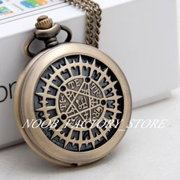 Nieuwe grote koperen kleur roestvrij staal bezel zwart butler b retro flip zakhorloge ketting vrouwelijke kwarts trui keten mode mode