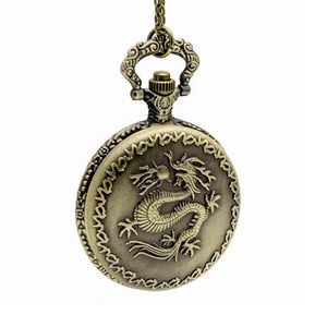 Nieuwe grote Dragon-serie retro zakhorloge quartz 47mm ketting accessoires groothandel Europese en Amerikaanse trui keten mode horloge