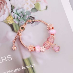 Nueva pulsera DIY de cuentas con agujero grande para mujer con personalidad INS Pan Family joyería de flores de moda B319