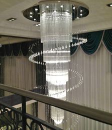 Nieuwe grote moderne kroonluchter kristalverlichting voor duplex en hotel lustres cristal led traplicht